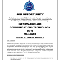 CARICOM IMPACS - Information and Communications Technology (ICT) Manager